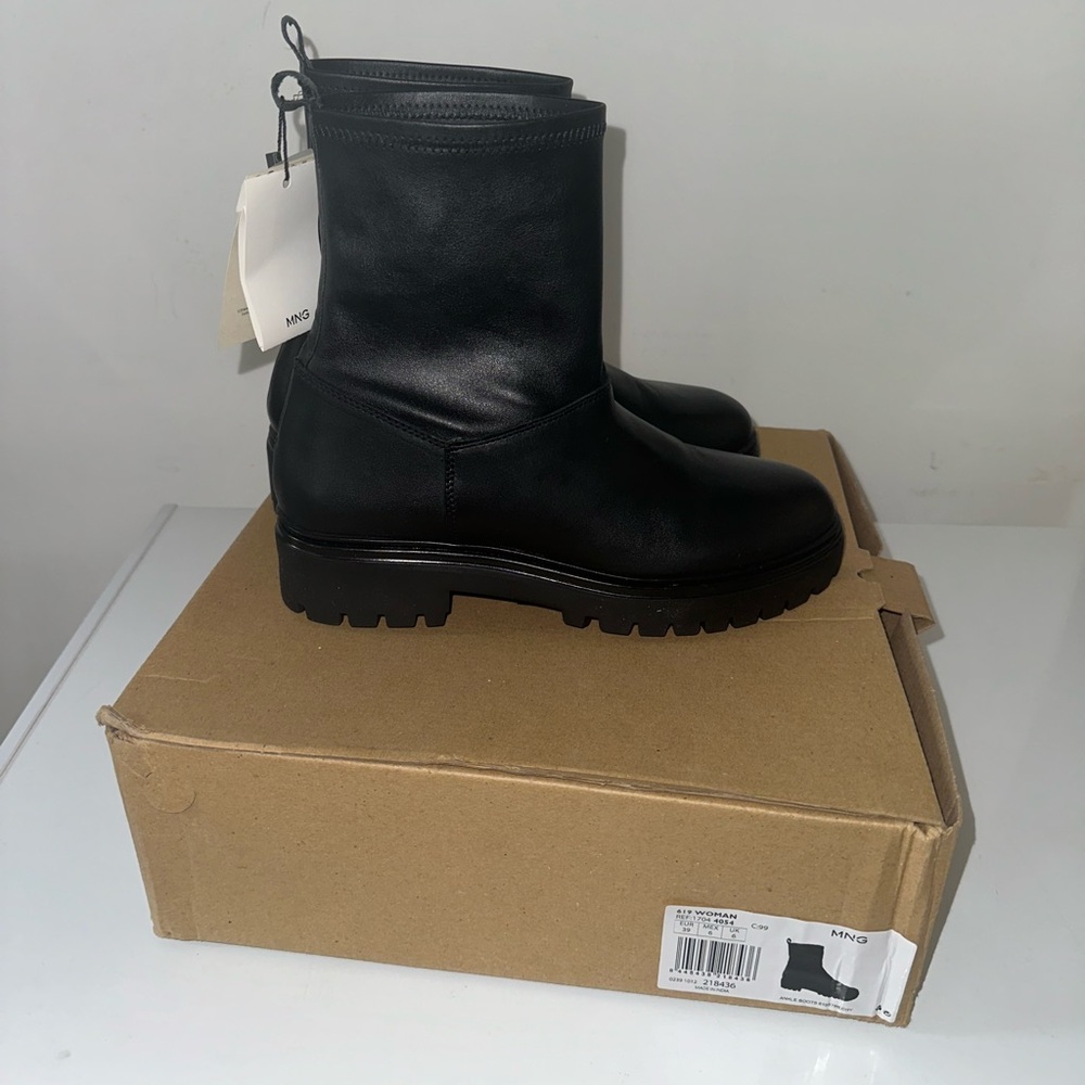 MNG MANGO sustainable leather boots.  NEW with box & tags.